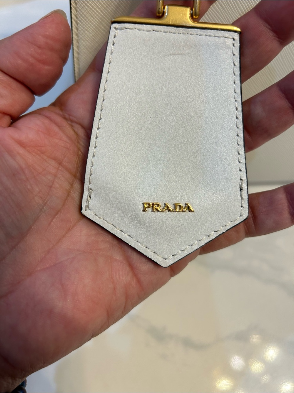 Prada White City Calfskin Saffiano Greche Paradigme Bag. NO SHOULDER STRAP - Picture 14 of 16